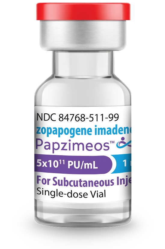 PAPZIMEOS™ (zopapogene imadenovec-drba) vial.